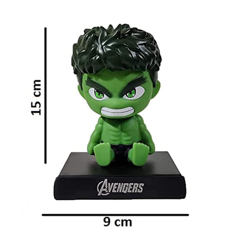 Image of Super Hero Action Figure Limited Edition Bobblehead with Mobile Holder for Car Dashboard, Office Desk & Study Table (Hulk)