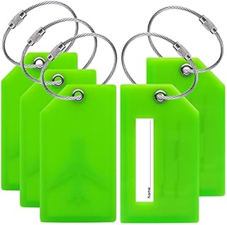 BlueCosto 5X Orange Luggage Tags for suitcases w/Privacy Cover