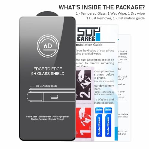 Image of SupCares Tempered Glass for iQOO 13 5G (6.82 Inch) With Installation Kit | 9H Edge to Edge Screen Protector | Black