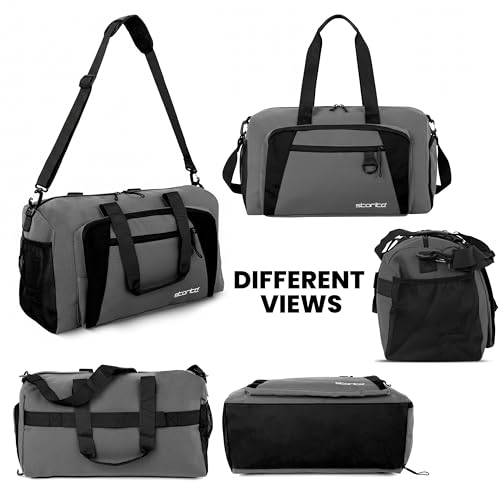 Image of Storite Nylon 50.5cm Travel Duffel Bag for Men & Women with Dry & Wet Pocket, Lightweight Water Resistant Luggage Bag with Shoe Compartment (Grey, 50.5x23x28cm)