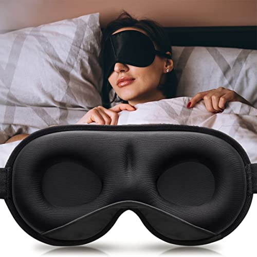Máscara para dormir, microponderada para los ojos que bloquean las luces, anti-presión, anti-presión, máscara de ojos para dormir nocturno con correa ajustable Cover