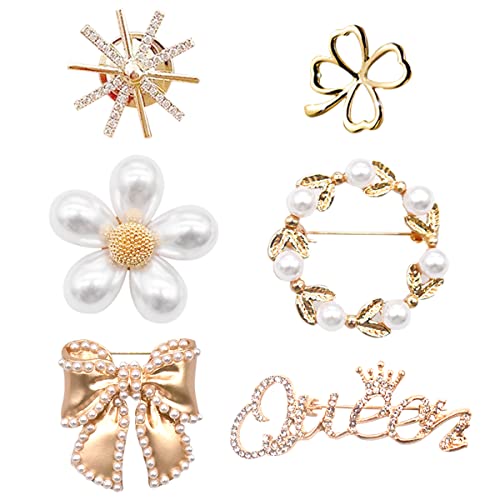 6Pcs Suéter Broche De Perlas,Jicyor Moda Vintage Clip De Chal Seguridad Broche Bufanda Pasadores Imperdibles Inclinarse Decorativos Novia De Boda Vestido De Banquete Mujeres Vestirse Accesorios Cover