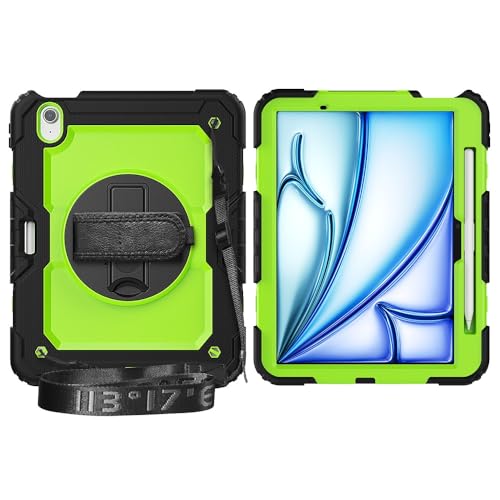 Coque iPad Air 11 M3 antichoc en TPU noir vert avec film écran