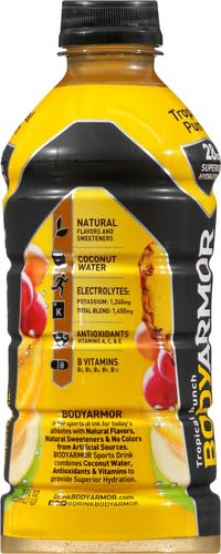 BODYARMOR Sports Drink Sports Beverage, Tropical Punch, Natural Flavor With Vitamins, Potassium-Packed Electrolytes, No Preservatives, Perfect For Athletes, 28 Fl Oz