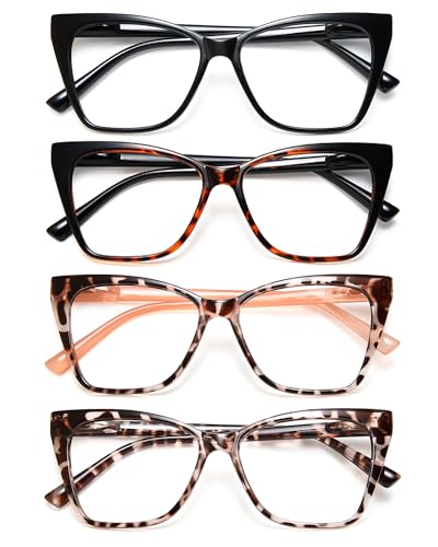 EYEURL 4-Pack Cat Eye Reading Glasses for Women-Blue Light Blocking Glasses Stylish Computer Readers...