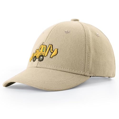 Embroidered Baseball Hat for Boys Girls, Toddler Baseball Caps Adjustable Vintage Excavator Trucker Hats, Age 2-5