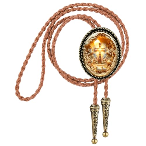 Image of Jeilwiy Bolo Tie for Men Western Cowboy Gothic Bolo Tie Necklace Halloween