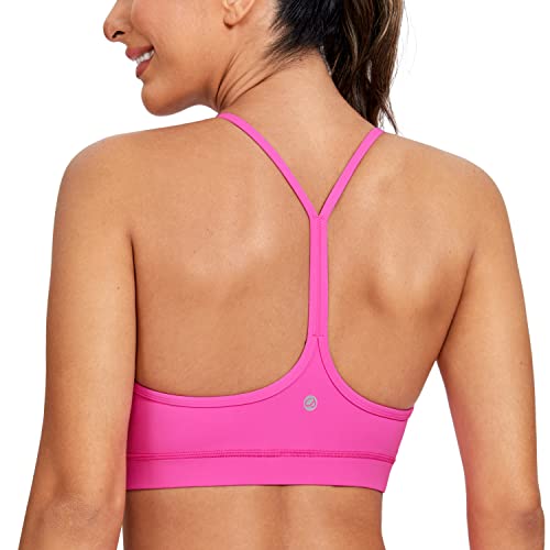 Image of CRZ YOGA Y Back Womens Sports Bra - Padded Racerback Spaghetti Thin Strap Low Impact Workout Sexy Low Cut Yoga Bra