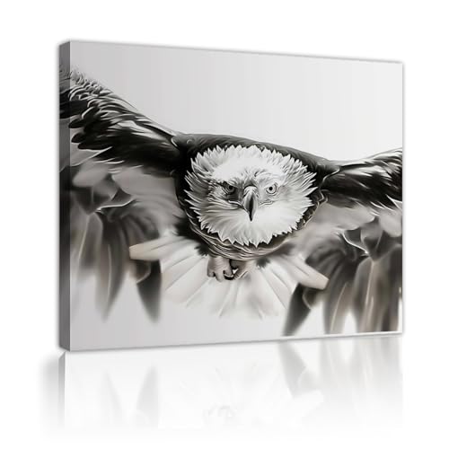 Peintures murales en noir et blanc d'aigle pour habiller un grand mur vide de 75x95cm