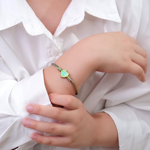 MYNENEY Gold/Rainbow Stainless Steel Bangles Jewery for Birthday Halloween Heart Initial A-Z Letters Bracelets for Girls2