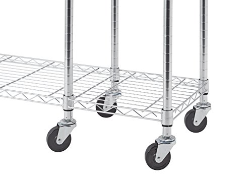 Trinity Ecostorage Rolling Garment Rack With Shelves Hooks For Clothing Storage For Bedroom, Closet Organization, Entryway, And More, Chrome, 41” W X 14” D X 76” H #TOP5