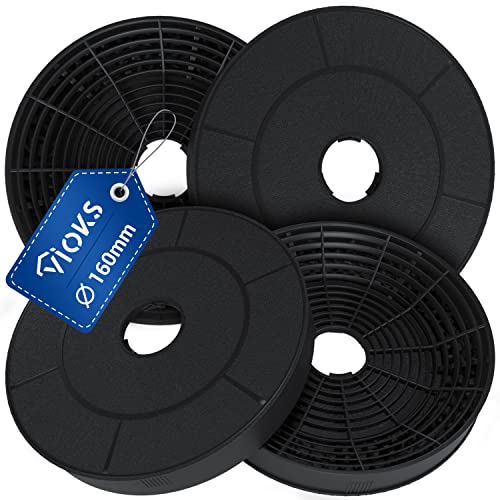 VIOKS Lot de 4 filtres à charbon pour hotte aspirante 1160826 KF17146 Amica - Filtre à charbon actif rond - Pour hotte aspirante Amica, Beko