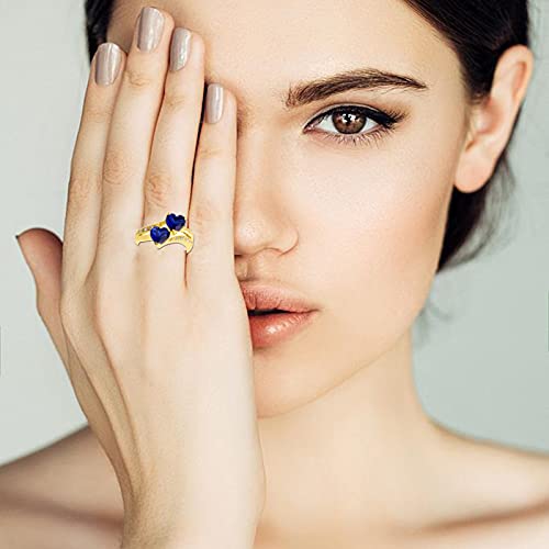 Double Heart Simulated Diamond Ring for Women Zircon Engagement Ring Bride Wedding Rings2