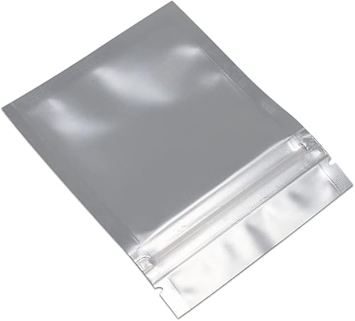 Miniatura 4 de FERENLI 100 bolsas de almacenamiento de alimentos Mylar con cierre de cremallera, bolsa hermética de papel de aluminio mate con ventana frontal,