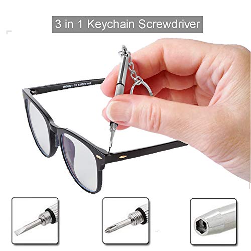 Eyeglass Repair Kit, 5-In-1 Multifunctional Precision Screwdriver Set (Torxt5~T6,+1.5,-1.5,Star0.8) With Mini Keychain Screwdriver For Glasses, Cellphone, Electronics, Watch, Laptop, Jewelry #TOP2