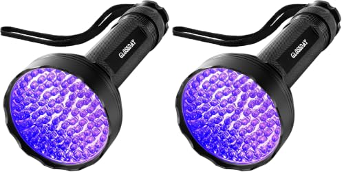 Image of GLOSSDAY UV Flashlight Black Light, 100 LED Black Light Flashlight for Dog /Cat Pet Detector, Scorpions Finder (Pack of 2)
