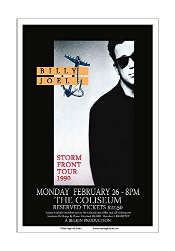 Raw Sugar Art Studio Billy Joel 1990 Cleveland Concert Poster