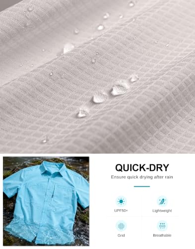 Image of G Gradual Men's Fishing Shirts with Zipper Pockets UPF 50+ Lightweight Cool Short Sleeve Button Down Shirts for Men Hiking