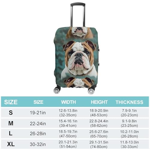 Funny English Bulldog Luggage Cover, Washable Elastic Suitcase Cover Protector Fit 18-32 Inch Luggage2