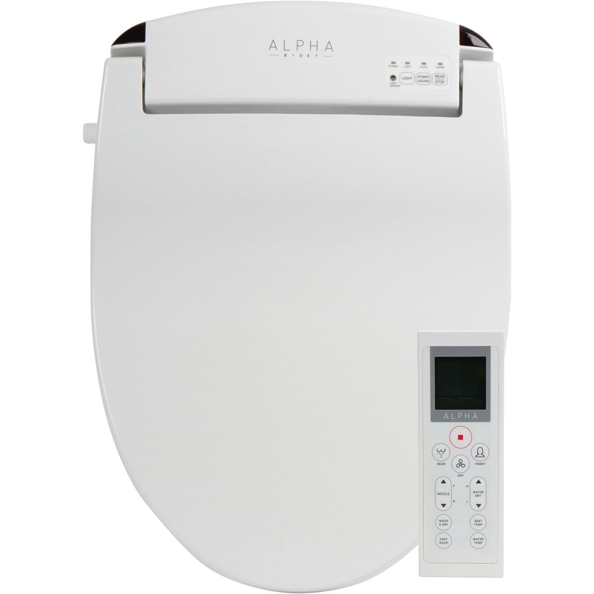 Photo 1 of ALPHA BIDET JX2 Elongated Bidet Toilet Seat, White, Endless Warm Water, *NEW* Bowl Mist, LED Light, Quiet Operation, Wireless Remote, Stainless Steel Nozzle, Sittable Lid, 3 Year Warranty