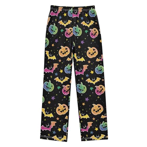 Halloween Pajama Pants Neon Pumpkins Bats Star A Long Sleep Pants Lounge Bottoms