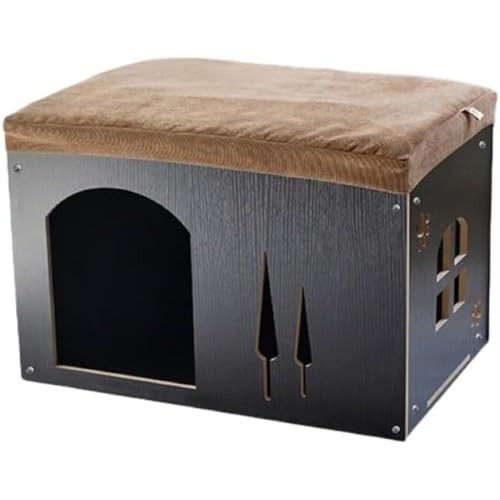 Momgla 犬 ベッド ドーム型 屋外用 木製 ペットハウス 小型犬 中型犬用 防風 防雨 腐食に強い 猫 ハウス にも 換気 日焼け対策 雨除け 簡単組み立て 清潔 水洗いok 犬小屋 室内用 全天候型 テラス 中庭向け (グレー,L(59*42*40