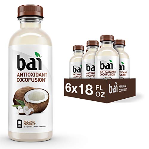 Bai Coconut Flavored Water, Molokai Coconut, Antioxidant Infused Drinks, 18 Fl. Oz. (Pack of 6)