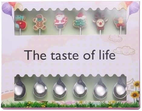 Silverware Flatware Set, 6/24/36/48/60/72pcs Stainless Steel Christmas Spoons Cartoon Dessert Coffee Spoons Creative Christmas Tableware Gift Set(Silver,24 Pieces for 4)