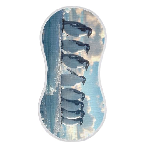 4 Pack Cute Penguin Muslin Burp Cloths Cotton Absorbent Baby Burping Rags for Boys Girls Soft Newborn Burp Bibs, 22 x 11 Inch