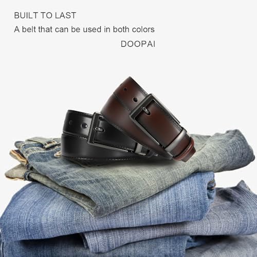 Image of DOOPAI Reversible Leather Belt for Men 1.25 inch - Dual Sided Dress and Casual Belt, Trim to Fit, 2 Styles in One Belt