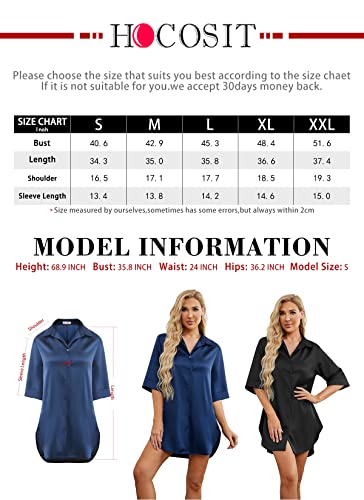 Hocosit Women's Satin Nightgown Short Sleeve Button Down Pajama Dress Lightweight Boyfriend Nightshirt S-Xxl Brown Small #TOP6