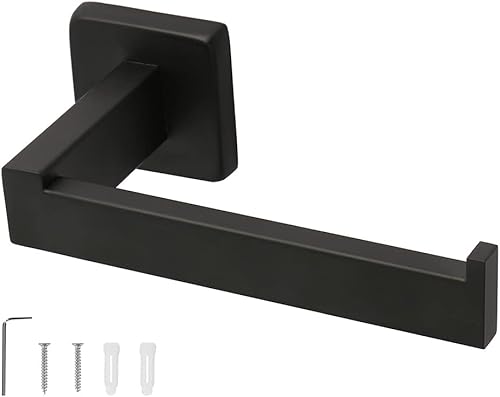 TocTen Soporte de papel higiénico para papel higiénico para papel grande, hecho de acero inoxidable SUS 304 grueso, soporte de pared cuadrado Negro