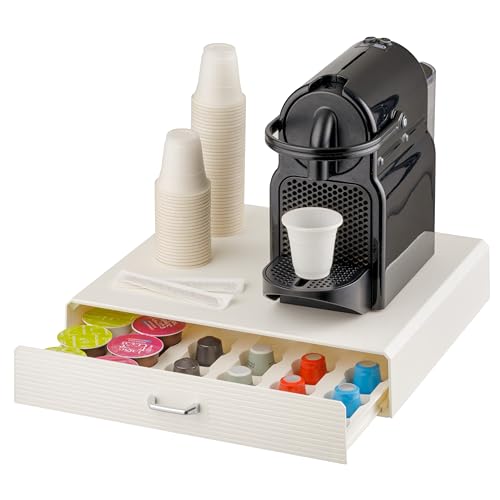 Baroni Home Tiroir Porte-Capsules de Café, Organisateur Porte-Dossets Universel pour Nespresso et Dolce Gusto, capacité de 30 capsules, Compact en Plastique...