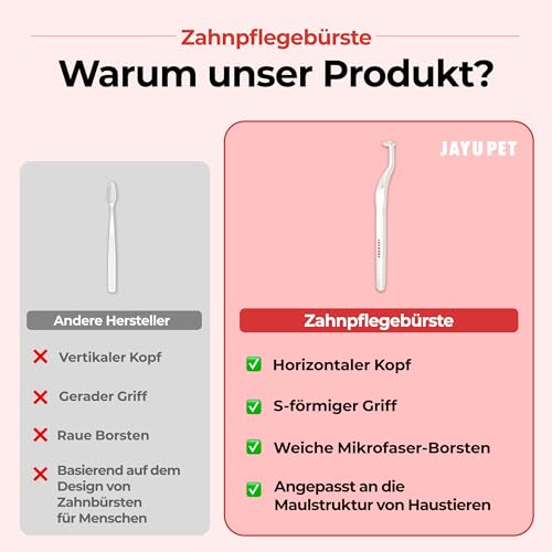 JAYU PET Zahnpflegebürste (Weiche Borsten) 1 Stück - Hunde Zahnbürste, Katzen Zahnbürste, Zahnpflege Kit für Kitten und kleine Hunde, entfernt Belag und Zahnstein
