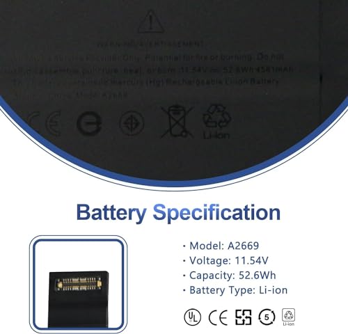 Image of A2669 A2681 Laptop Battery for Ma /Book AIR 13 inch M2 2022 A2681 661-26150 MLY33LL /A MLY43LL /A MLY13LL /A MLY23LL /A MLXX3LL /A MLXW3LL /A MLXY3LL /A MLY03LL /A Series Notebook 11.54V 52.6Wh (A2669)