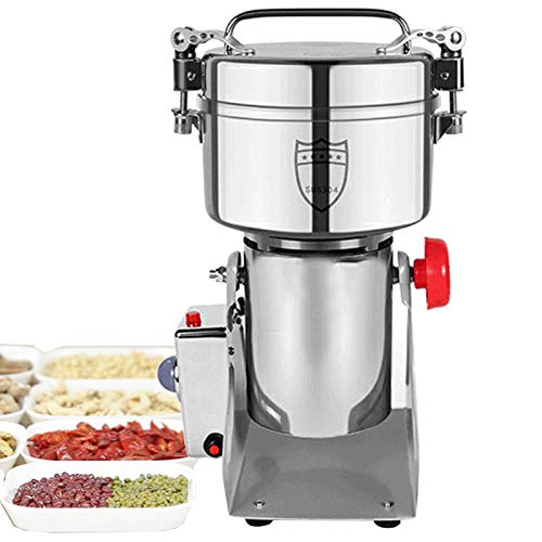 Moulin à Grains, Acier Inoxydable Concasseur a Grain a mais Moulin à Céréales Électrique Haute Vitesse Moulin Epices, Meulage Pivotant à 270 °/ Protection de Surcharge