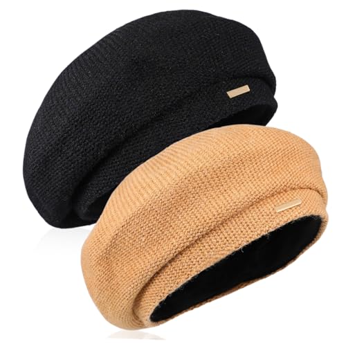 Béret femme tricoté anti-froid : lot de 2 chapeaux doux et élégants