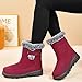 Red Girls Round Toe Flock Boots Warm Mid Heel Winter Tube