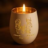 Personalisiertes Windlicht mit Gravur | Motivwahl: Herz, Blume, Ring, Taube | Name + Spruch auf Glas | Geschenk für Frauen, Mama & Paare | Hochzeit, Geburtstag, Valentinstag | Weiß (Muster 1)