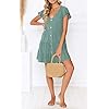 MITILLY Women's Summer Short Sleeve V Neck Button Down Casual Tunic Dress with Pockets Medium Sage