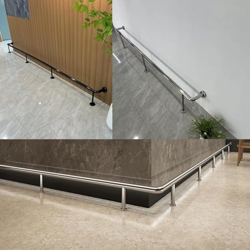 Reposapiés para barra de acero inoxidable de 340cm con soporte al suelo para isla de cocina 8