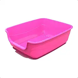 Caixa de areia para Gatos Rosa Caixona Extra Grande 62x50 Bandeja Sanitário Higiênico Banheiro Desmontável Facil Limpeza Confortável