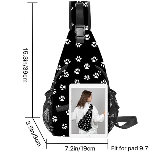 FyLybois Paw Print Sling Bag for Women Crossbody Backpack Lightweight Chest Daypack Fashion Shoulder Bags for Travel Hiking Biking3