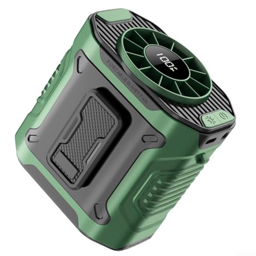 YUANGANG Ventilador portátil con clip para tamaño, batería de 3600 mAh, ventilador de refrigeración personal para actividades al aire libre, camping y al aire libre (verde)