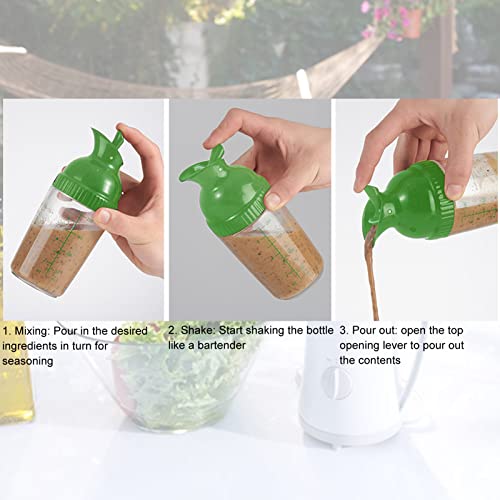 Salad Dressing Shaker , Salad Dressing Shaker Container , Homemade Salad Dressing Bottle Mixer Measure , Dripless Pour , Soft Grip , bpas Free(Green)
