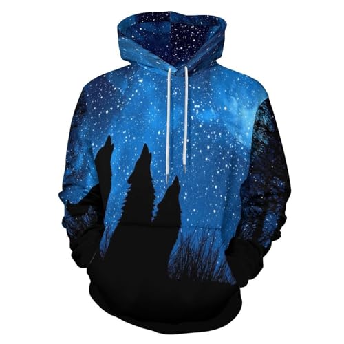 Pull loup imprimé 3D pour vos soirées fraîches en forêt magique indigo
