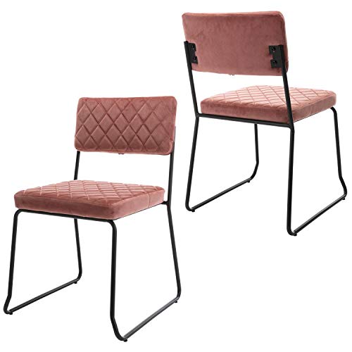 Wahson Velvet Modern Set of 2 Dining Chairs, Upholstered Dining Kitchen Chairs for Kitchen Table, Dining Room, Living Room, Bedroom, Vanity, Side Chairs, Black Frame and Legs, Deep Blush Pink Wahson Velvet Modern Set of 2 Dining Chairs, Upholstered Dining Kitchen Chairs for Kitchen Table, Dining Room, Living Room, Bedroom, Vanity, Side Chairs, Black Frame and Legs, Deep Blush Pink