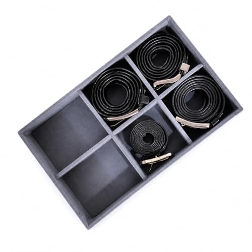 Image of 6 Slot Belt Organizer Tray for Men, Grey | Stackable tray keeps formal, casual and leather belts arranged neatly in wardrobe, closet, drawer, dresser or dressing table