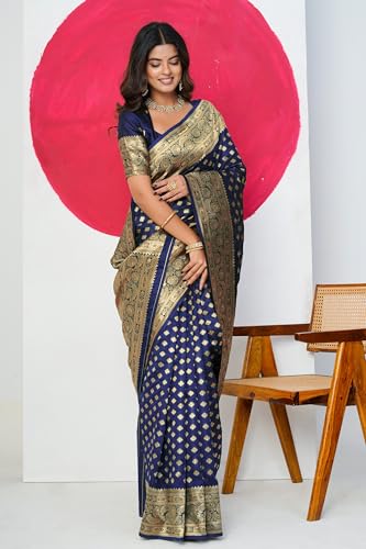 Image of Subham Saree for Woman Silk Cotton Kanjivaram | Soft Easy to Drape Daily Wear Sari with Blouse Fabric