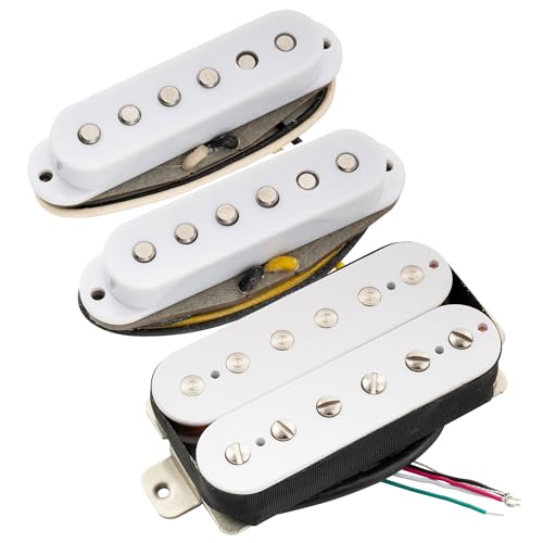 Musiclily Pro ST-TX Alnico 5 Staggered ST-HSS Guitar Pickups Set White